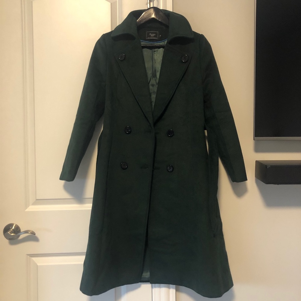 Suede dark forest green trench coat